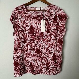 NWT Rachel Zoe 100%‎ Linen Novelty Print Artsy Blouse Size L